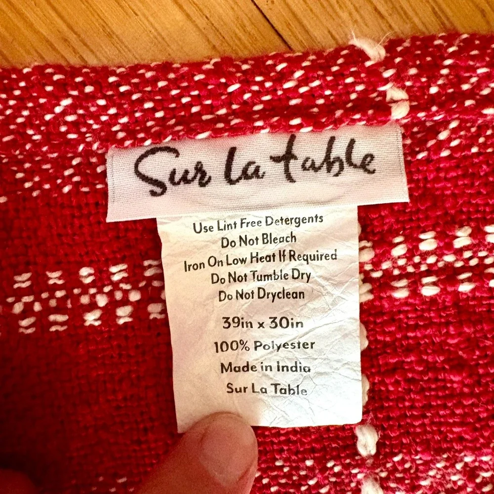 Sur La Table Red Plaid Cross Back Pinafore Apron Smock Pockets 39